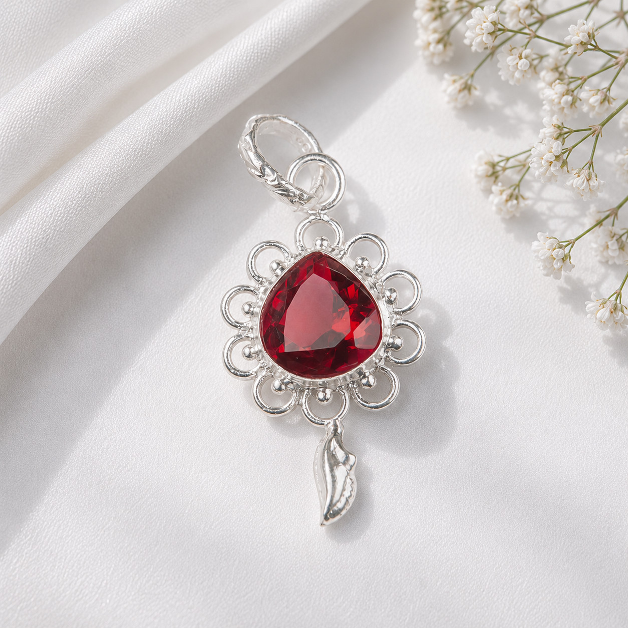 Pink Rubellite Gemstone 925 Solid Silver Pretty Pendent 1.80″ Gift For Birthday