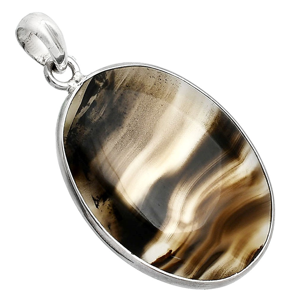 Natural Montana Agate – USA 925 Sterling Silver Pendant Jewelry P-1001