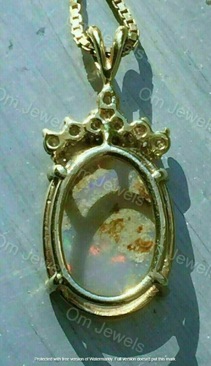 2Ct Oval Cut Fire Opal Solitaire Pendant Chain Necklace 14K Yellow Gold Finish