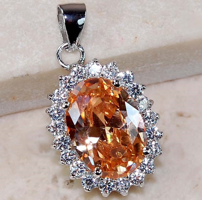 10CT Heat Treated Padparadscha 925 Solid Sterling Silver Pendant TD7