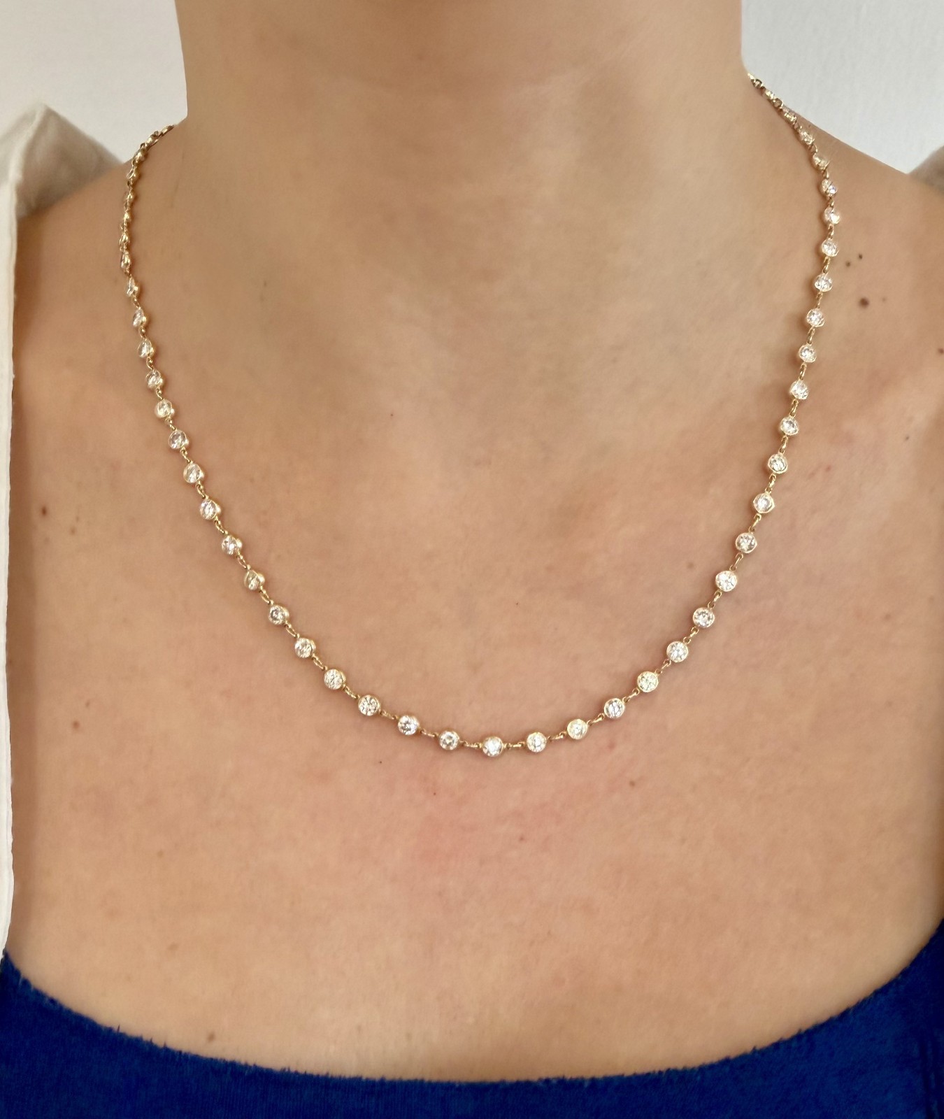 18K Yellow Gold Diamond by the Yard Necklace | 8.17 ct | 19″