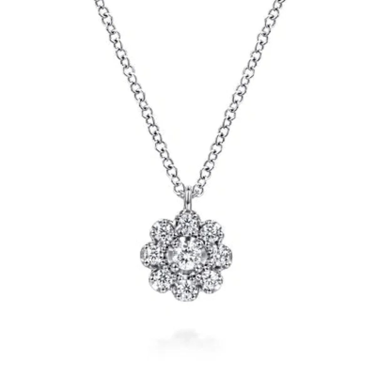 14K White Gold 0.24ctw G/SI2 Diamond Floral Pendant