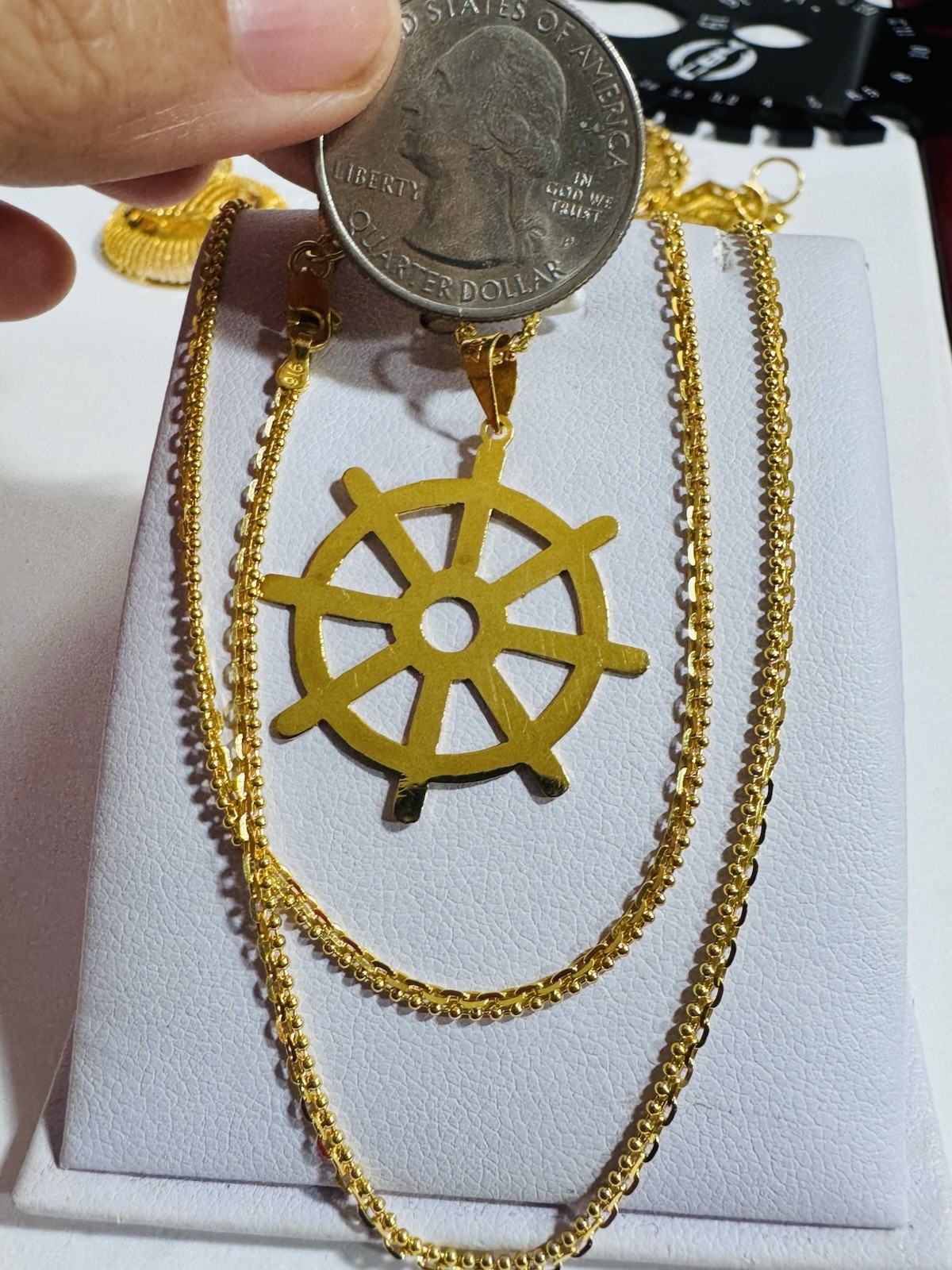 Saudi Dubai 22K Solid 916 Real Gold Mariner Set Necklace 20” Long 8.04g 2.2mm