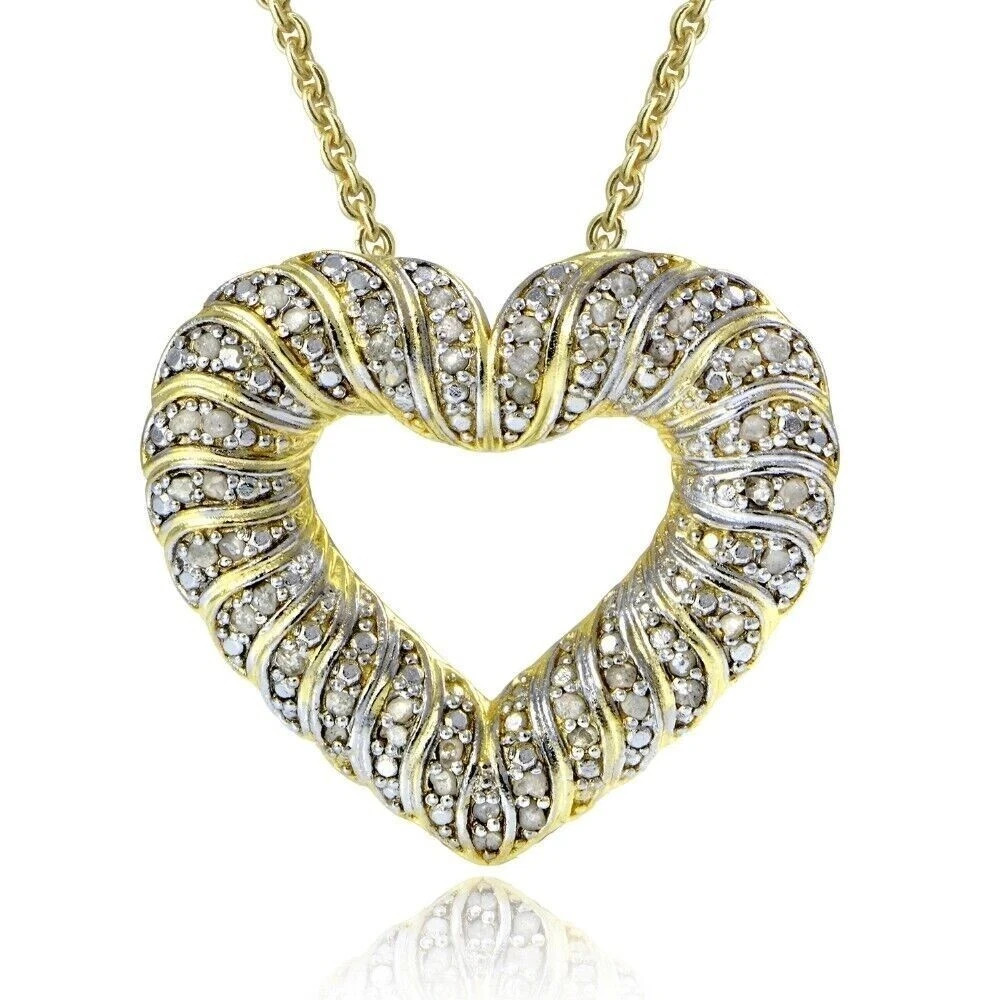 2Ct Round Cut Lab-Created Diamond Cluster Heart Pendant 14k Yellow Gold Plated