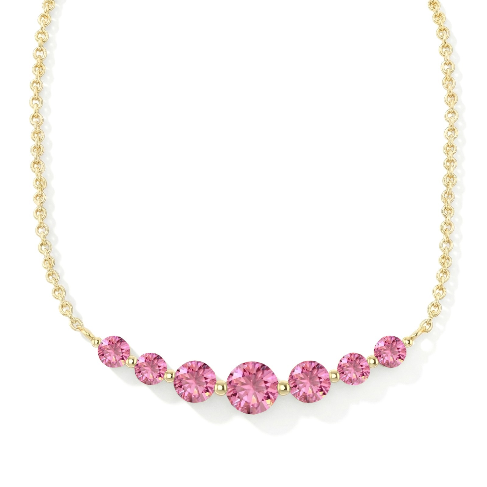 Pink Tourmaline Bar Necklace, Pink Gemstone Jewelry, October Birthstone Gift
