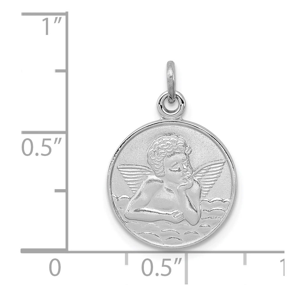 Sterling Silver Platinum-Plated/Plain Back Angel Medal
