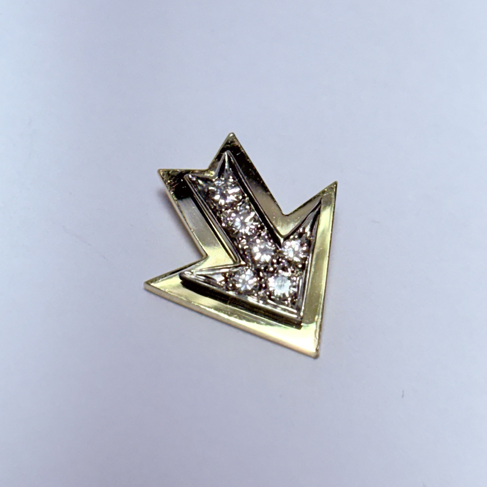 13K Two Tone Gold 0.09ctw Pavé Diamond Arrow 17mm Pendant 2.3g