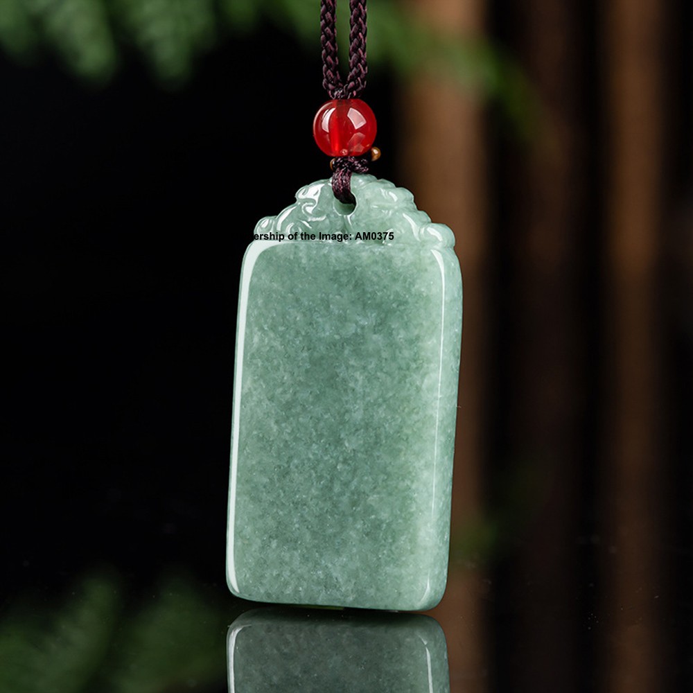 Natural Bean Green Jade Pendant Plain Lucky Grade A Jadeite Gemstone Amulet