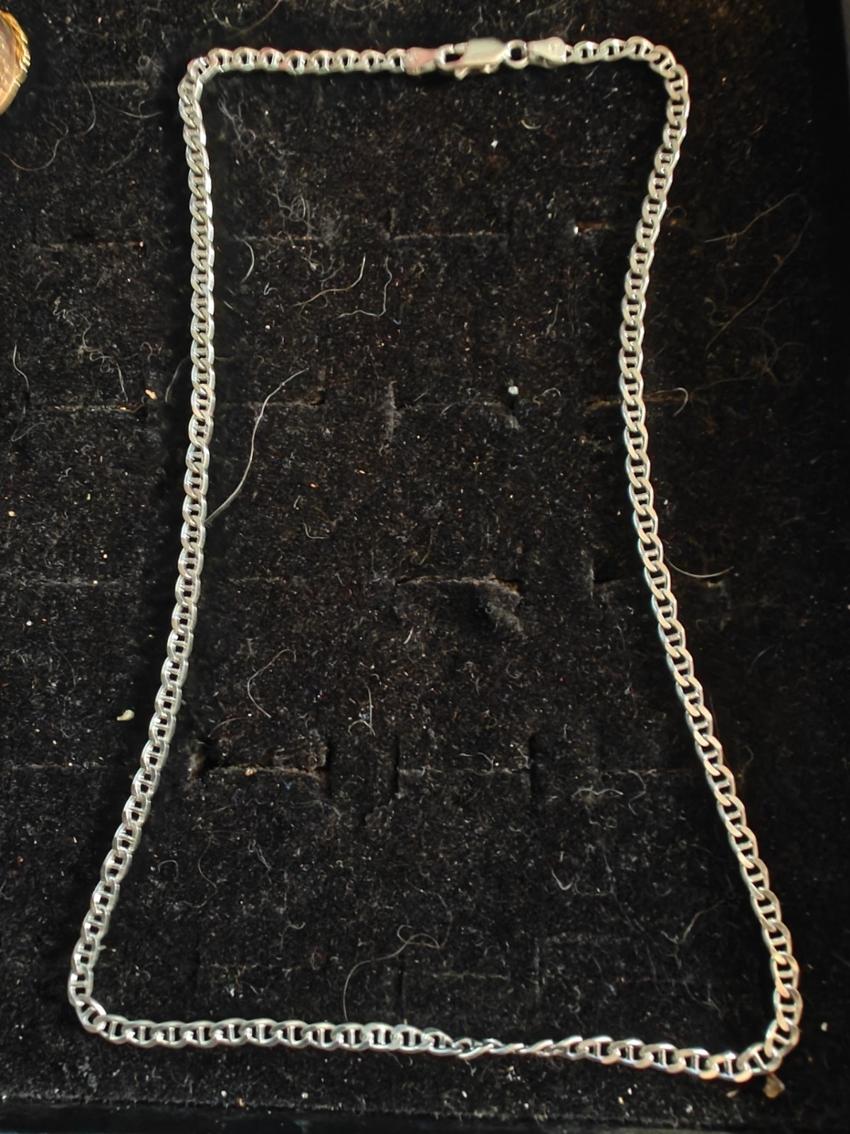 Italy 925 Sterling Silver Chain Necklace – AT Marked – Flat Link – Vintage