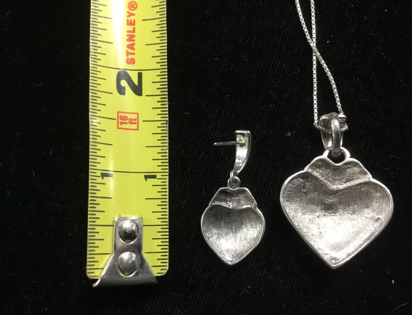 Vintage Marked 925 Silver and Marcasite Pendant and Earrings Set Stamped TH SU