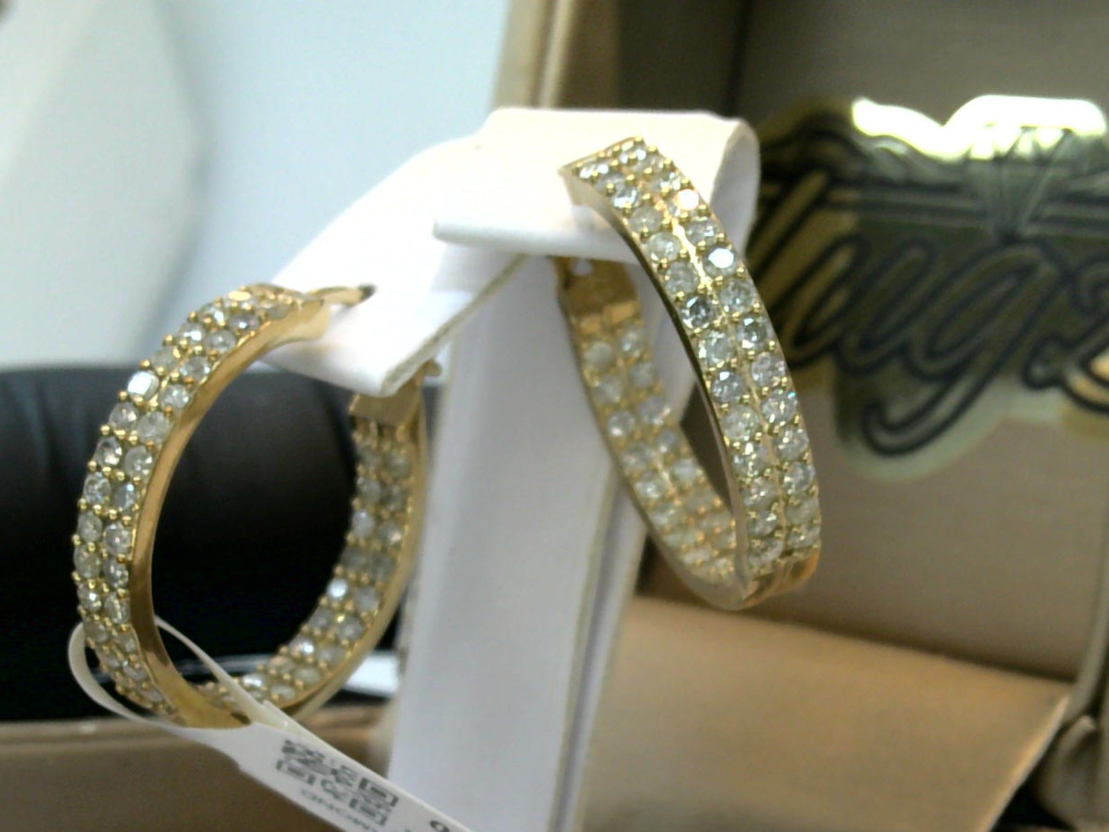 $3999-2CTTW💥CERTIFIED NATURAL Diamond INSIDE OUT HOOP EARRINGS💥10K YELLOW GOLD