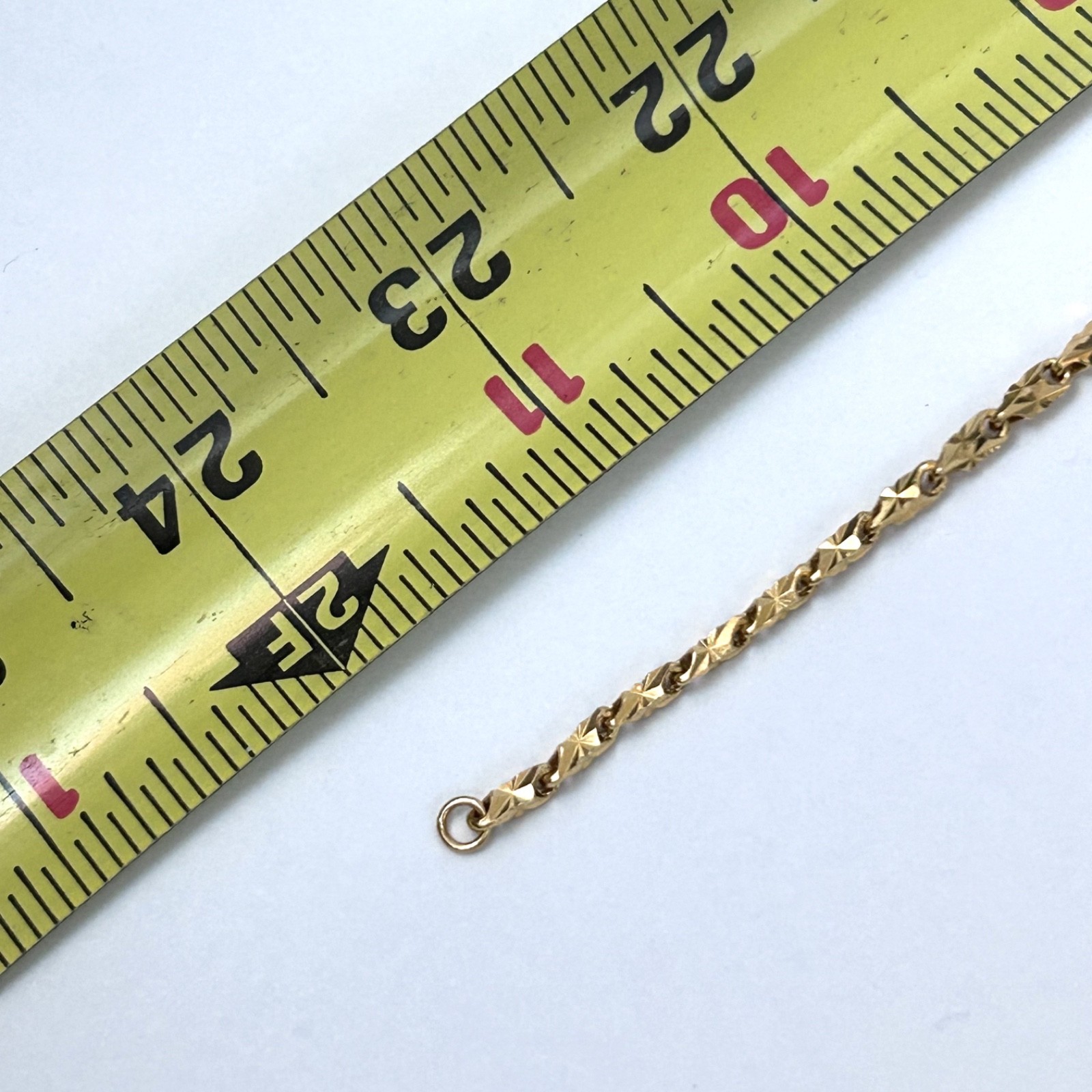21K Solid Yellow Gold Box Bar Link Chain Necklace