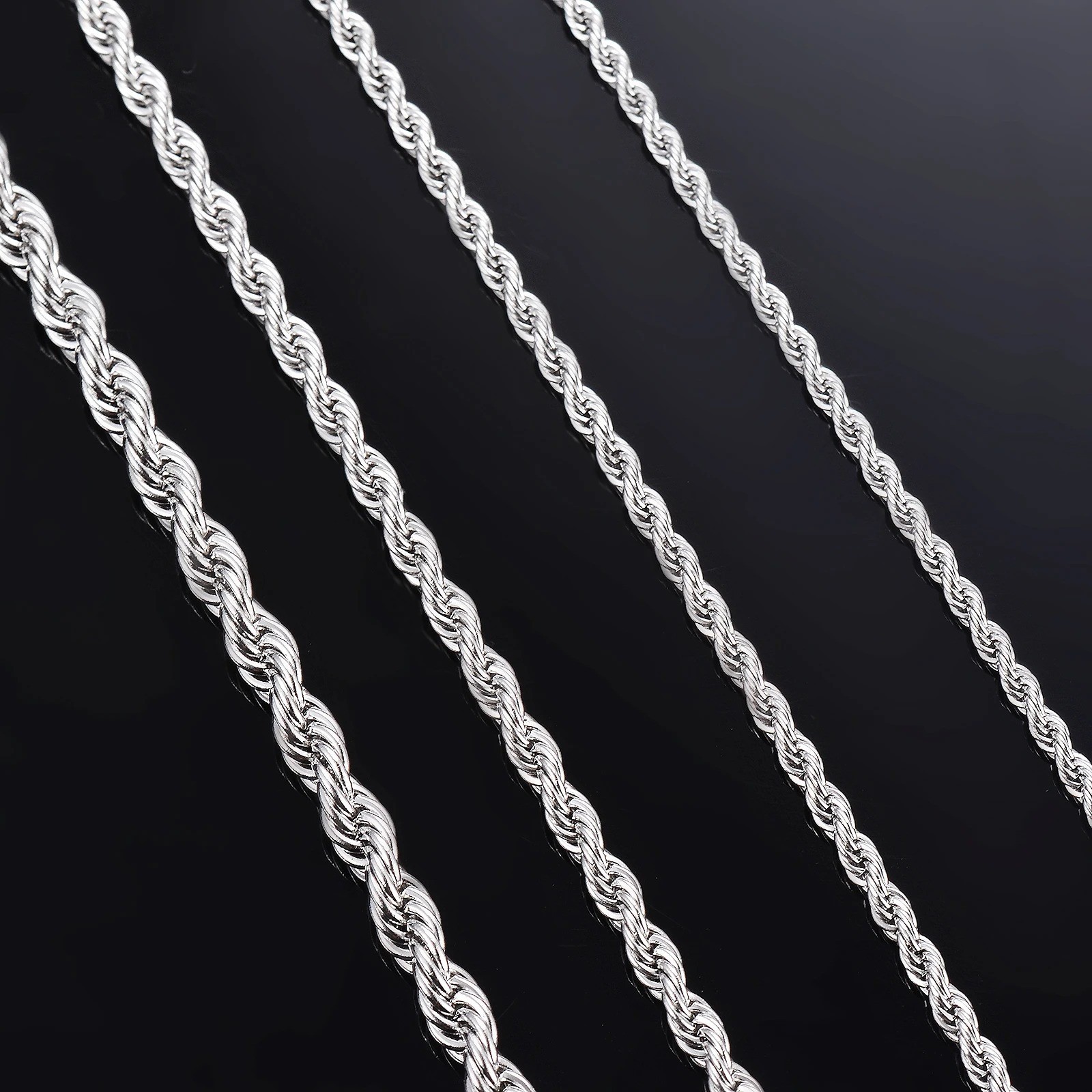 2mm/3mm/4mm/5mm 3 Colors Rope Twist Chain Necklace Width 40-80cm unisex Jewelry