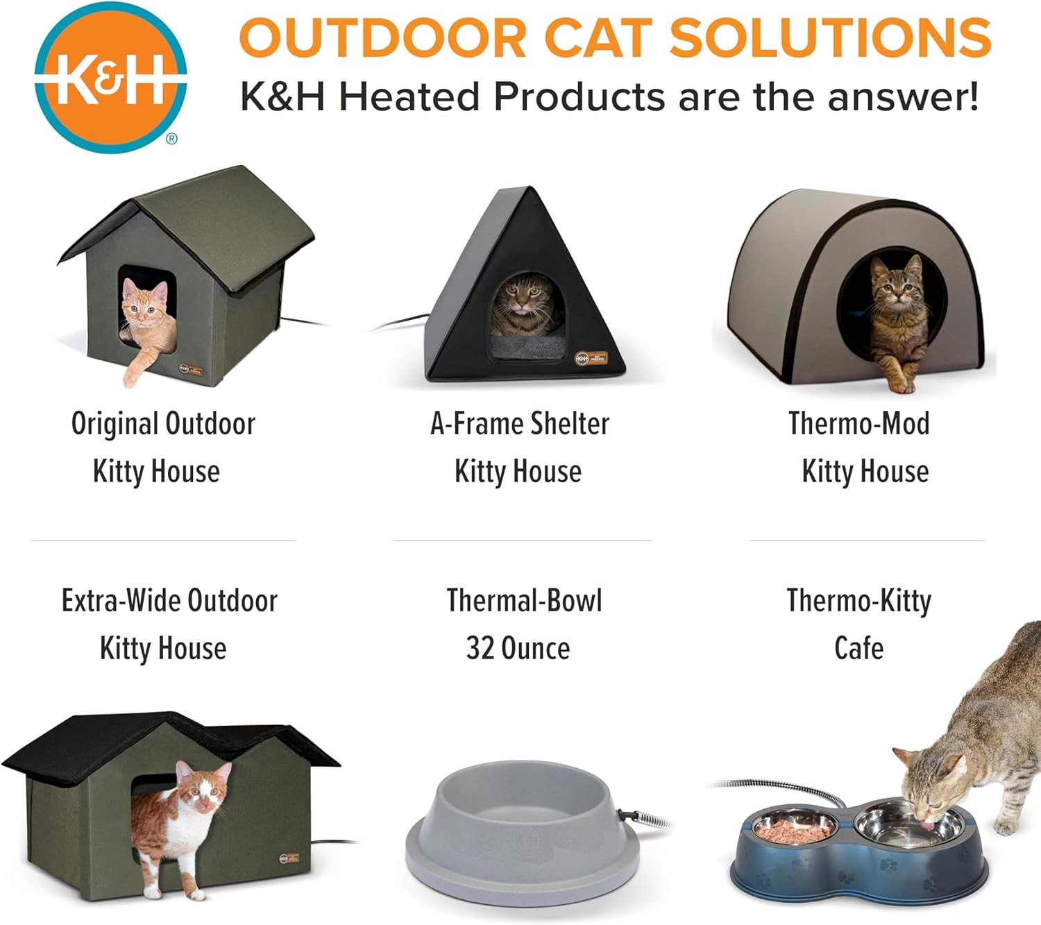 Extra-Wide Heated Cat House for Outside, Outdoor Cat House with 2 Safe Escape Do