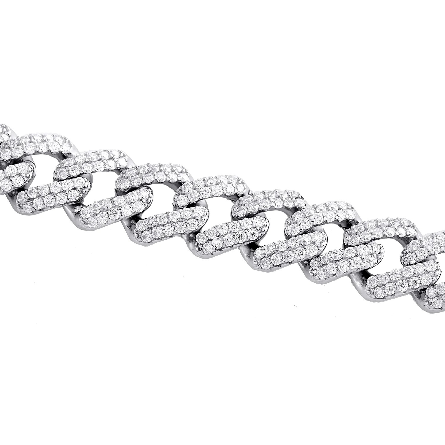 Sterling Silver Moissanite 11Mm Miami Cuban Link 20″ Prong Set Necklace 17.10 CT