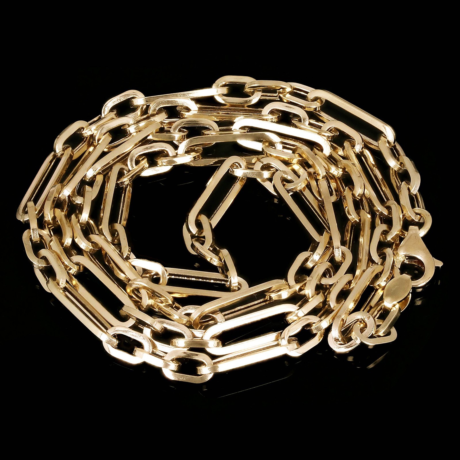 Italian 14k Yellow Gold Hollow Paper Clip Chain Necklace 18″ 3.3mm 3.4 grams