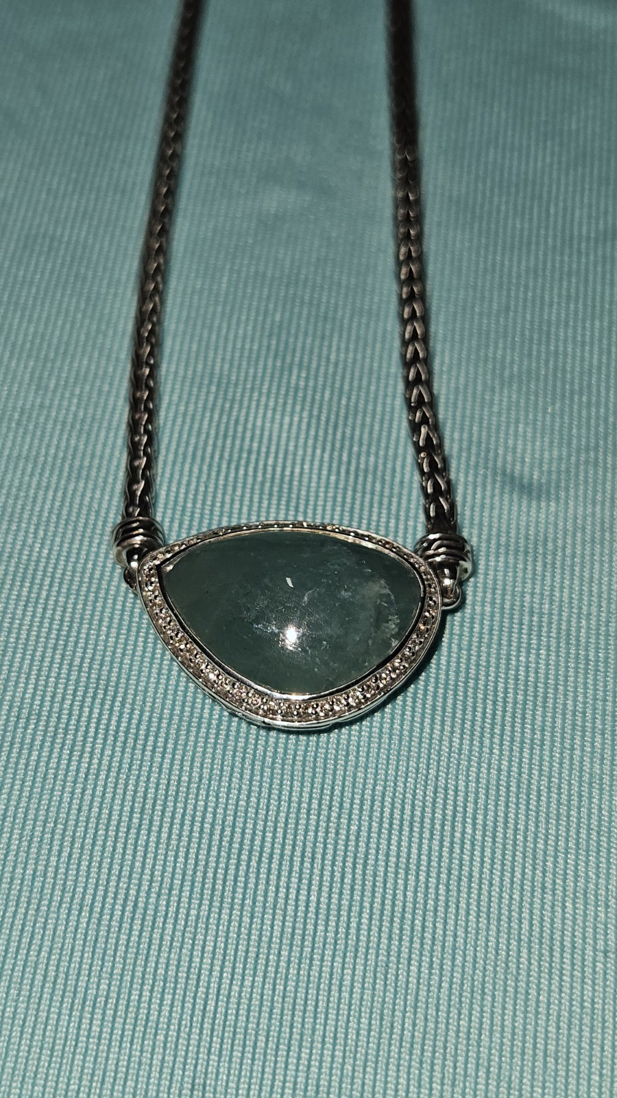 John Hardy Classic Chain 925 Sterling Silver Grandidierite Diamond Pendant
