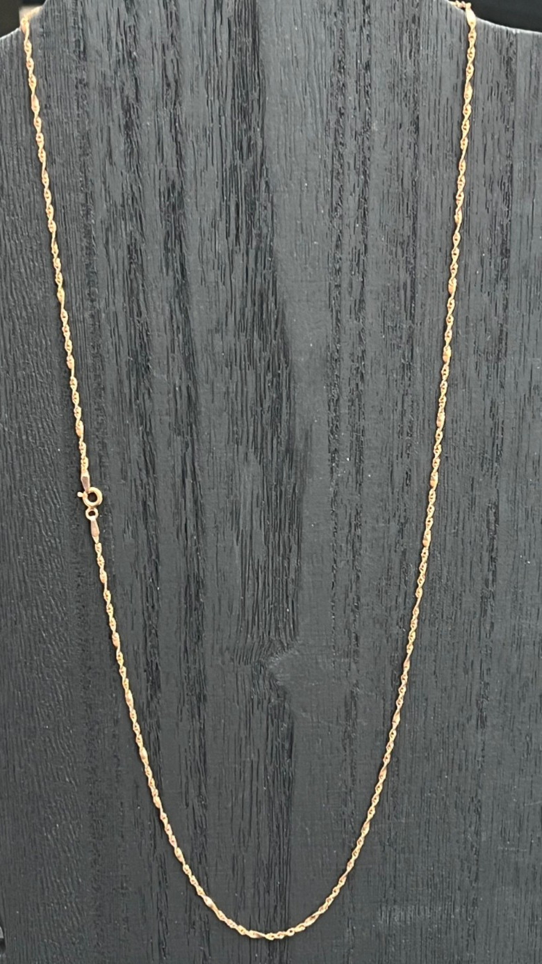 24″ 14k Rose Gold Chain 3.07GRAMS! Singapore with spiral stations Italy, Quality