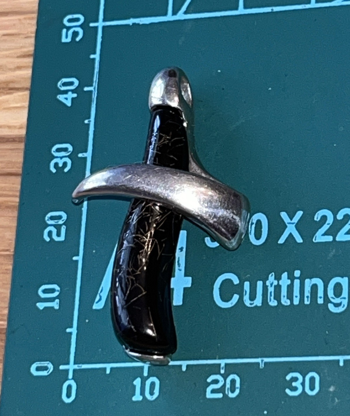 Sterling Silver 925 Early Plastic Pendant Marked CAO Indicating Made in Cyprus
