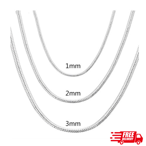 925 Sterling Silver Snake Chain Necklace 1MM 2MM 3MM Thin Dainty Chain 40-75CM