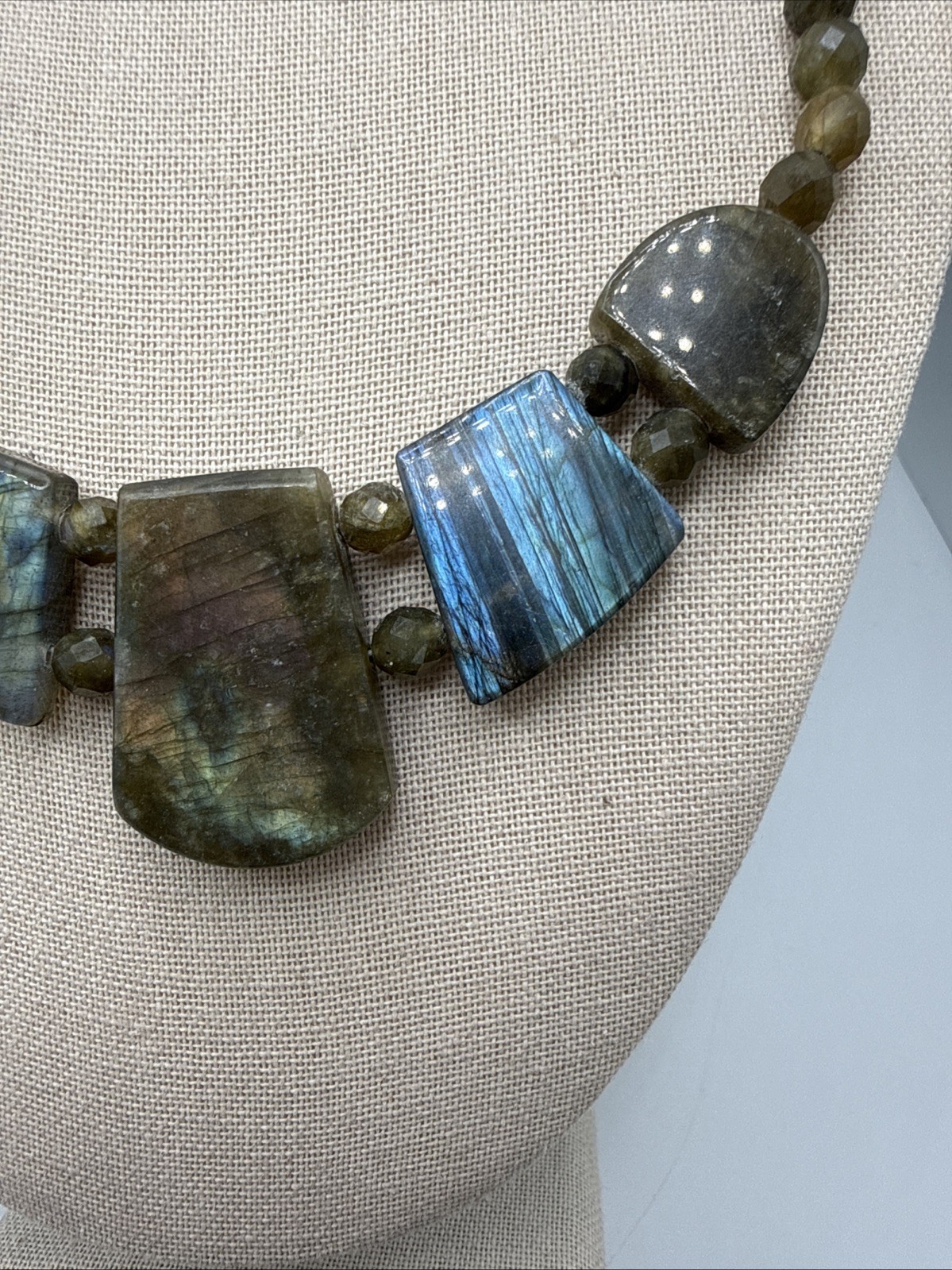 Jay King Natural Madagascar Labradorite Sterling Silver Freeform Necklace 21-24”