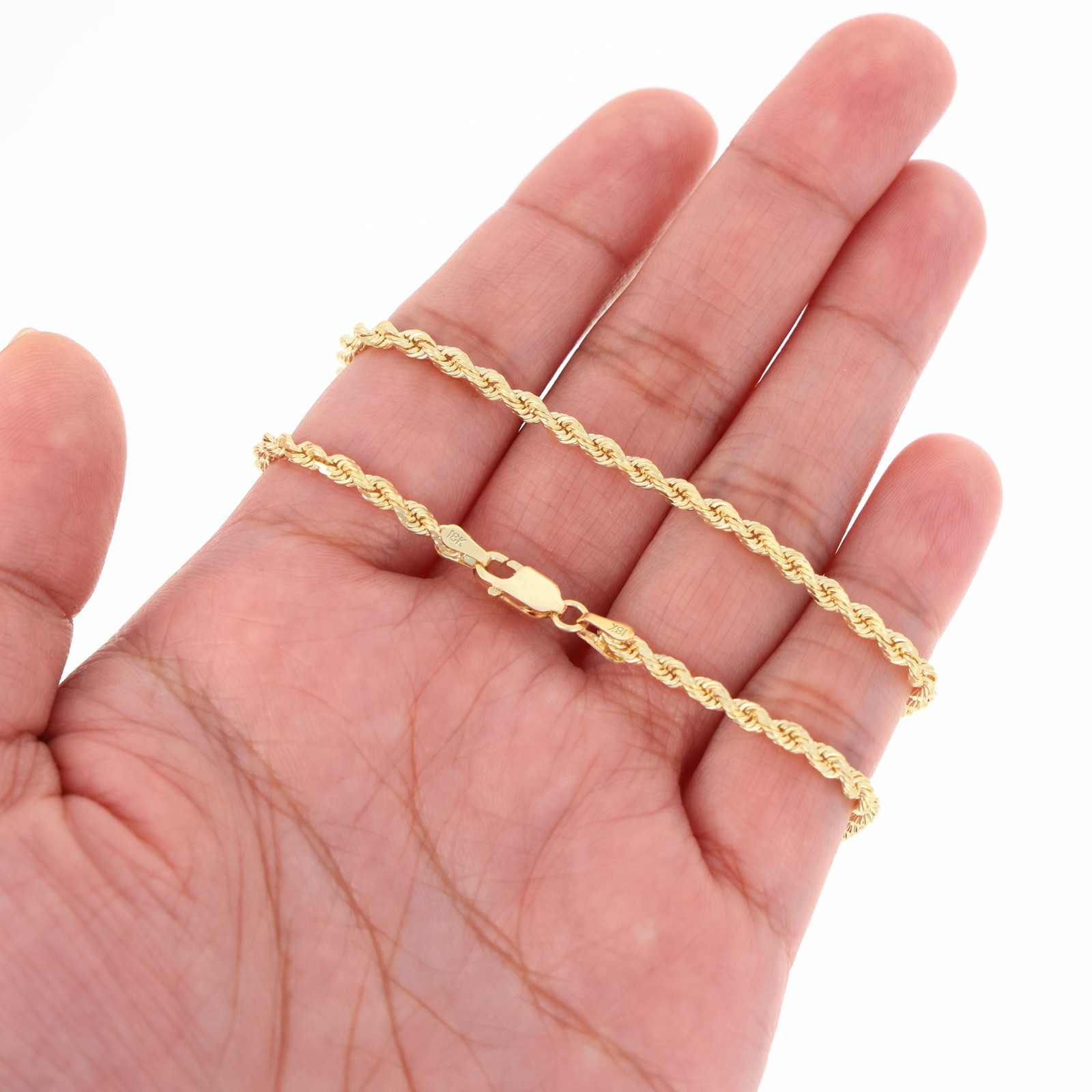 18k Yellow Gold Diamond Cut Rope Chain 2mm-5mm Necklace Mens Womens 16″- 28″