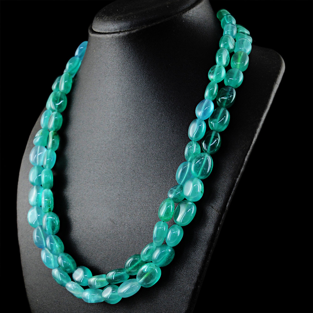 770.00 Cts Earth Mined ENHANCED Emerald Oval Shape Beads Handmade Necklace (DG)