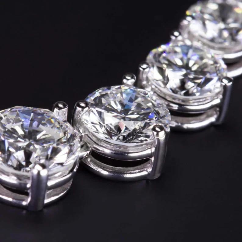 8.00 Ct Round Lab Grown Diamond 16″ Graduated Tennis Riviera Necklace GIA Authen