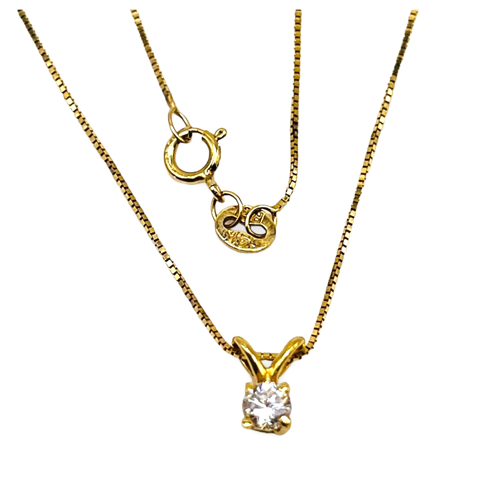 0.15 Ct Round Cut Natural VS-SI-G Diamond 14K Yellow Gold Pendant with 18″ Chain