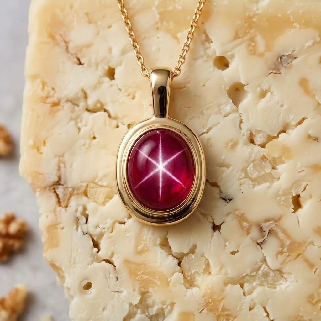 Red Star Sapphire Pendant Oval Gemstone 925 Sterling Silver Six Ray Gemstone