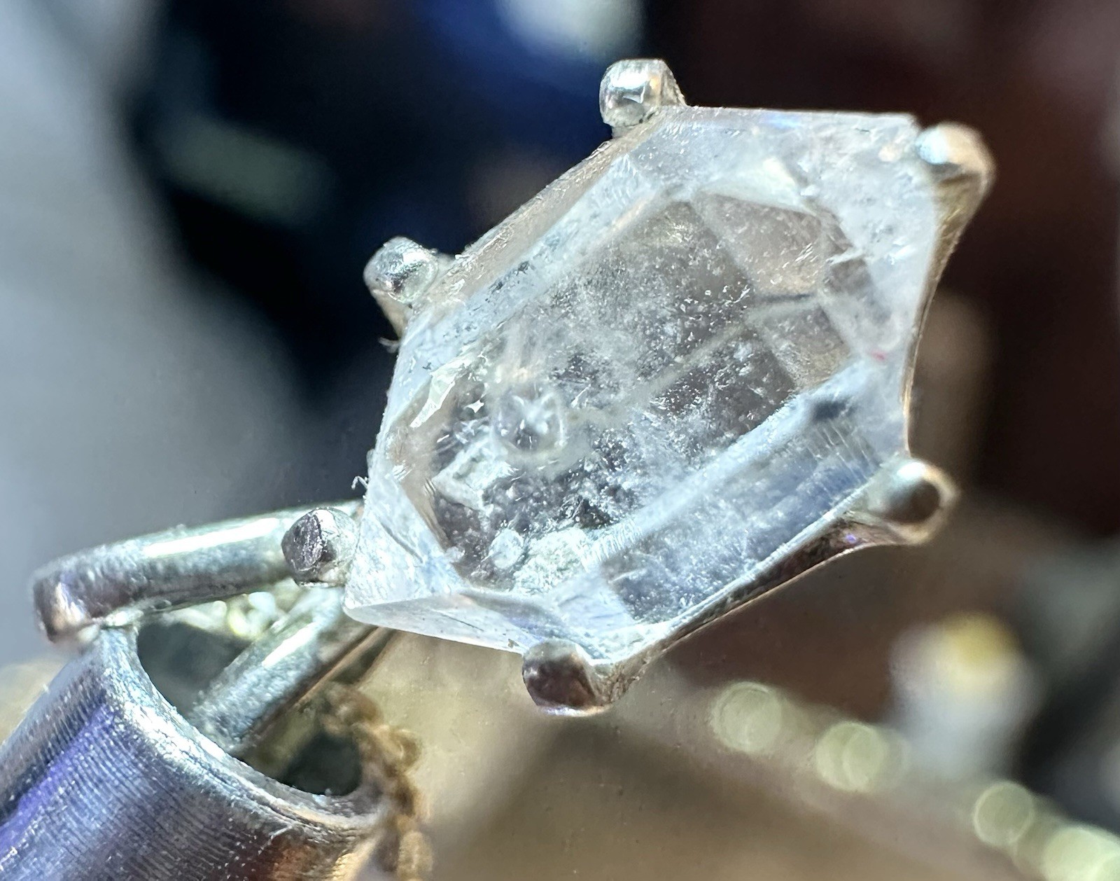 Delicate OOAK Herkimer Diamond 925 Sterling Silver Necklace 18 In