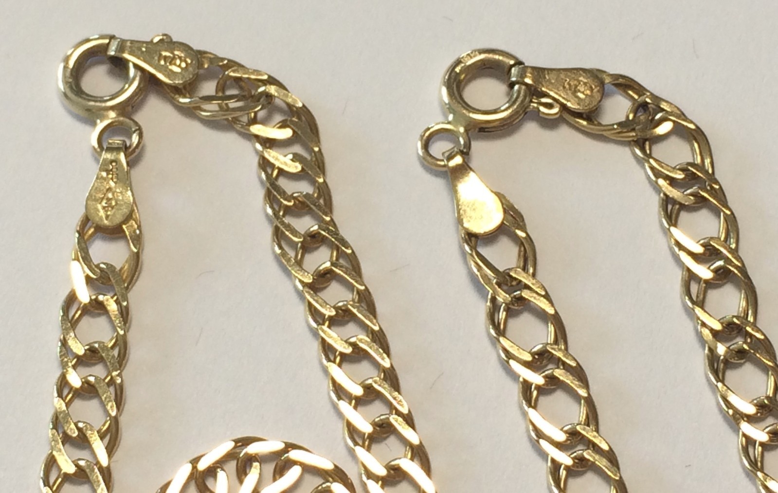 9ct Solid Gold Double Curb Chain 20″ & 7″ Bracelet. Italy. Width 5mm/Wgt 10.17gm