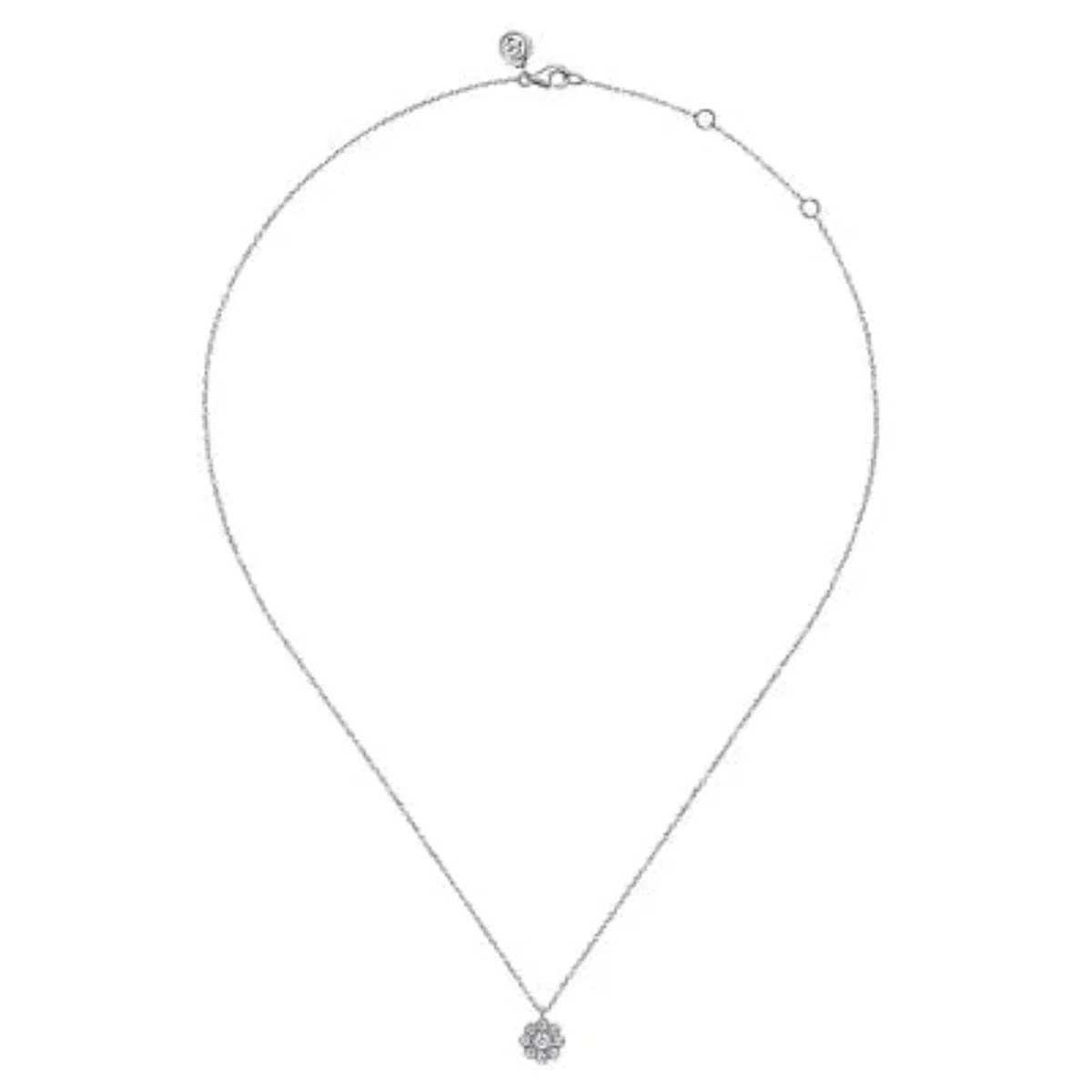 14K White Gold 0.24ctw G/SI2 Diamond Floral Pendant