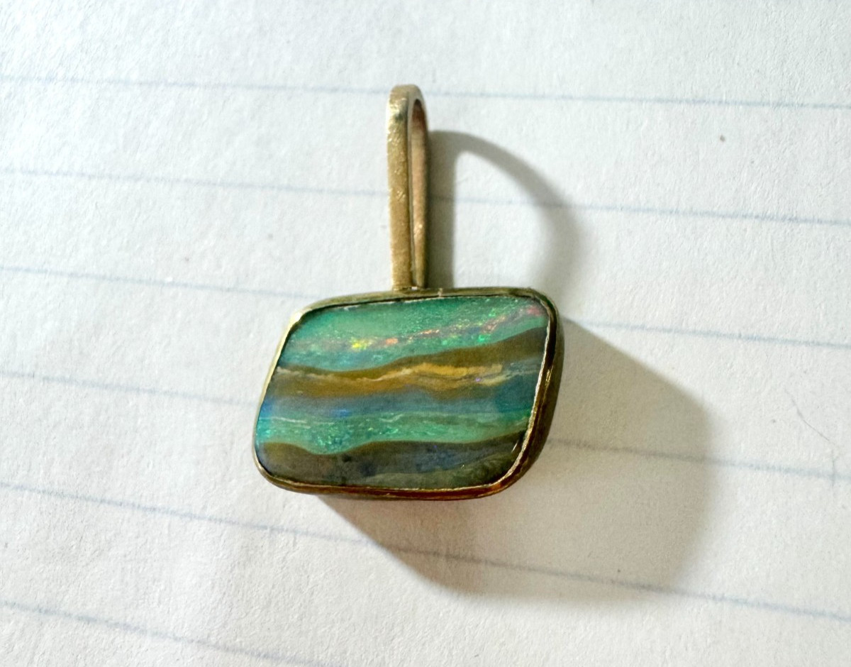 Australian Gem Boulder Opal Pendant Gold