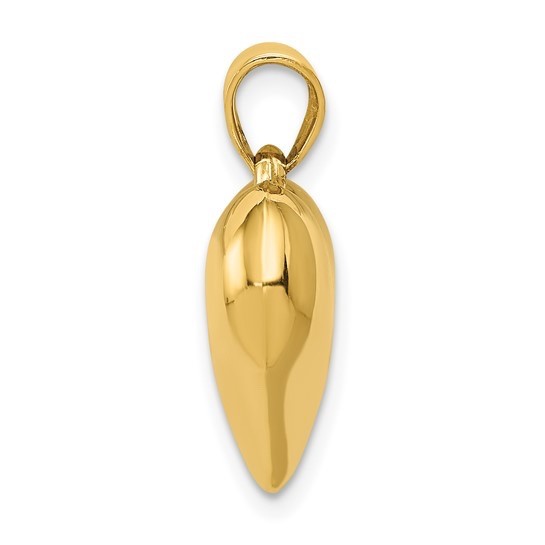 14K Gold Puffy Heart Charm Pendant, 14k Real Solid Gold 3-D Heart Pendant-14KC29