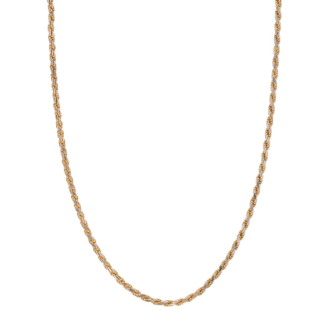1.4mm Rope Link Chain 24″ Necklace 14k Multi-Tone Gold Italy 5.58 Grams