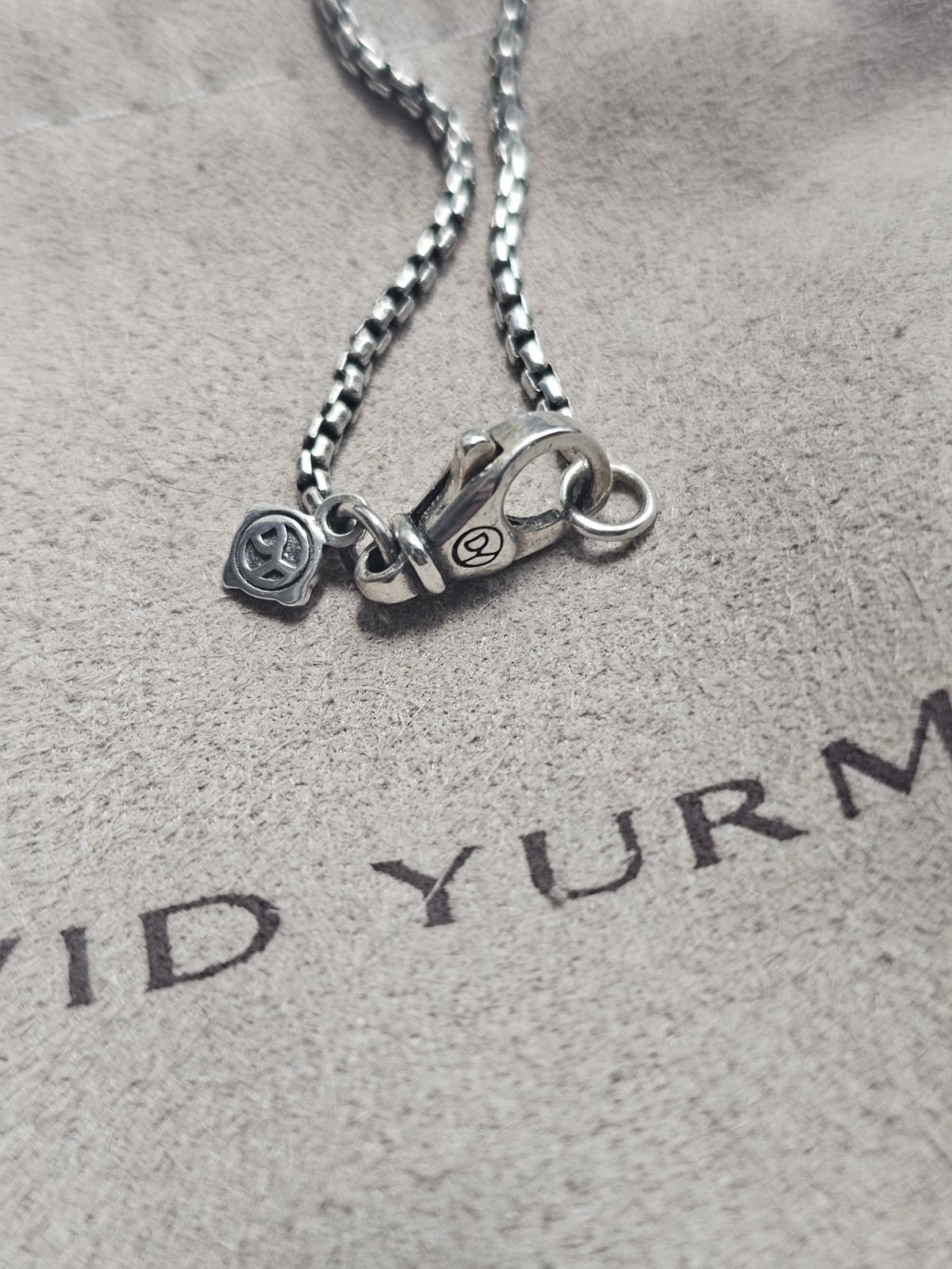 David Yurman 14mm Chatelaine Black Onyx Cushion Pendant Necklace Silver 925