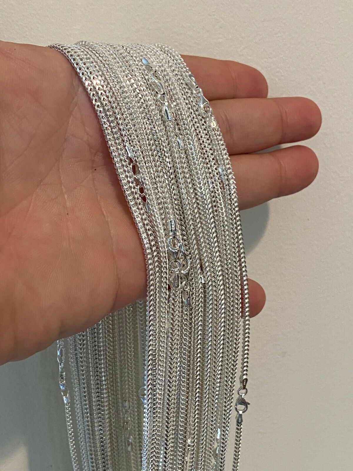 Solid 925 Sterling Silver Franco Chain Necklace 2mm WHOLESALE LOT Reseller 10pc