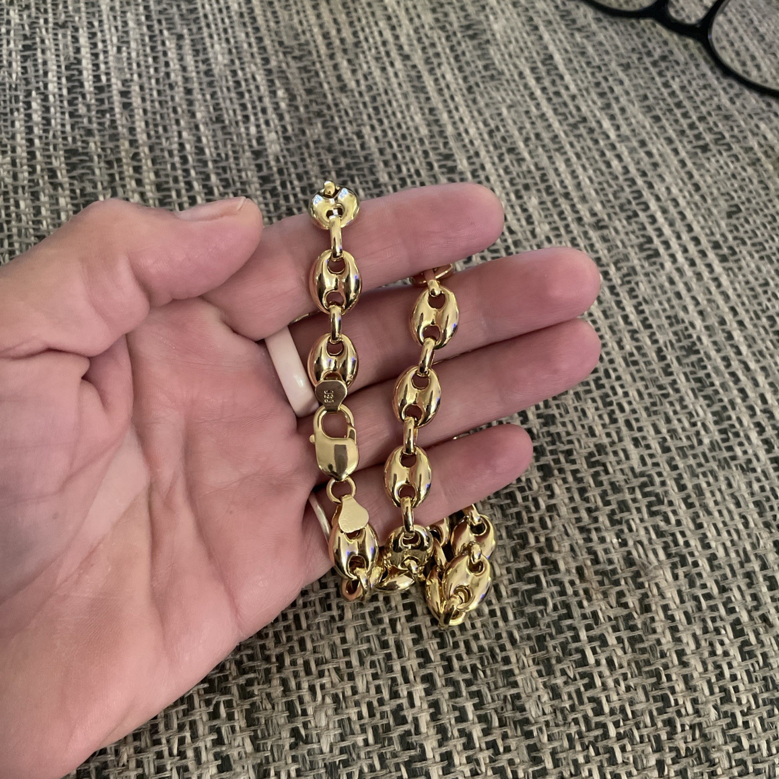 925 Gold Over Sterling Silver Puffy Mariner Chain,