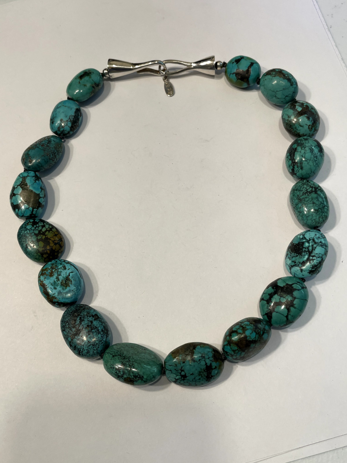 Turquoise Necklace – 19″ Turquoise & Sterling Silver – Claudia Agudelo Exex