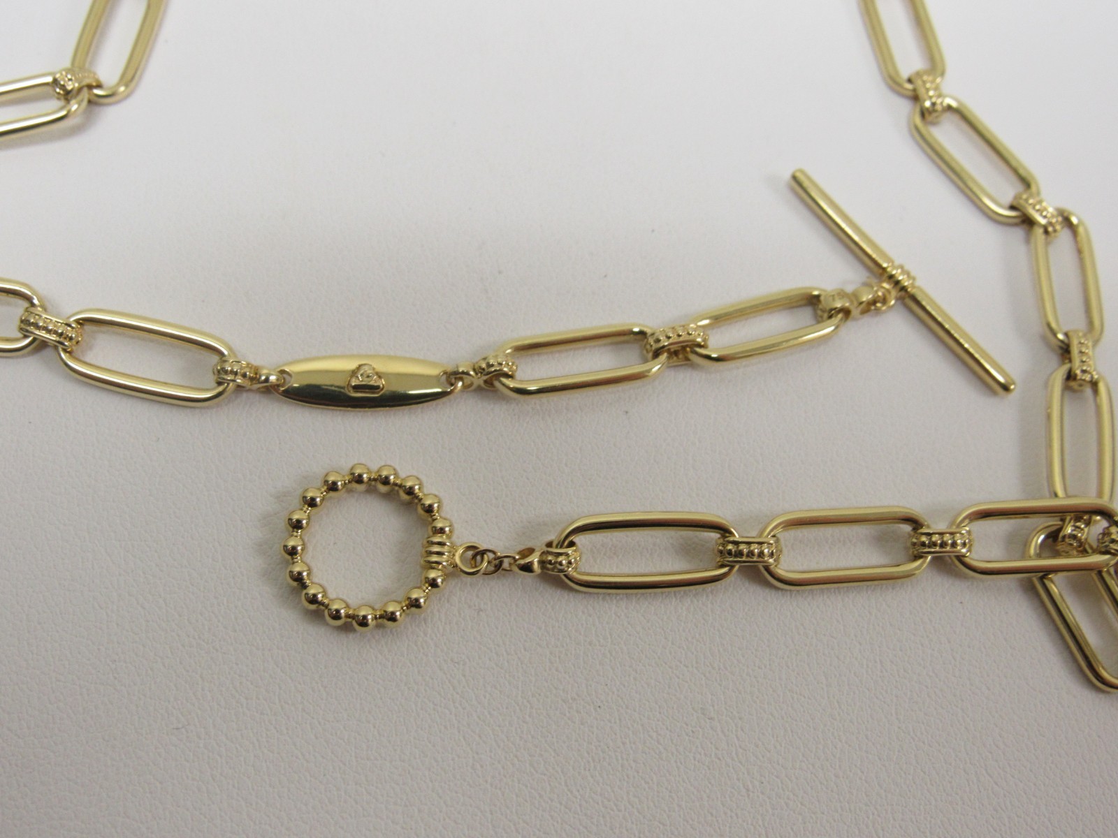 Designer LAGOS 18K Signature Caviar Gold Oval Link Necklace, 18″ Length