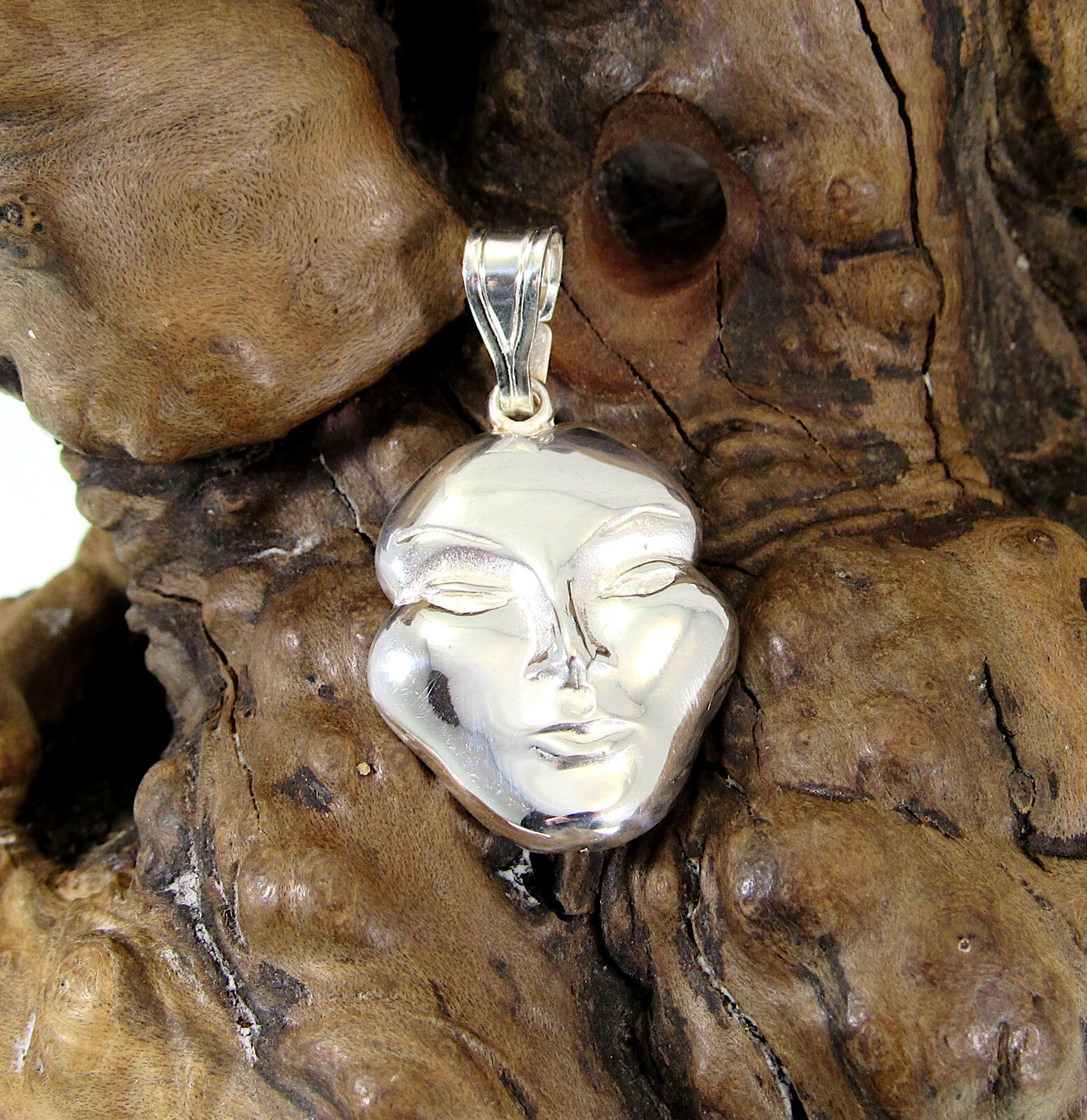 Handcrafted Solid 925 Sterling Silver Face Mask Pendant