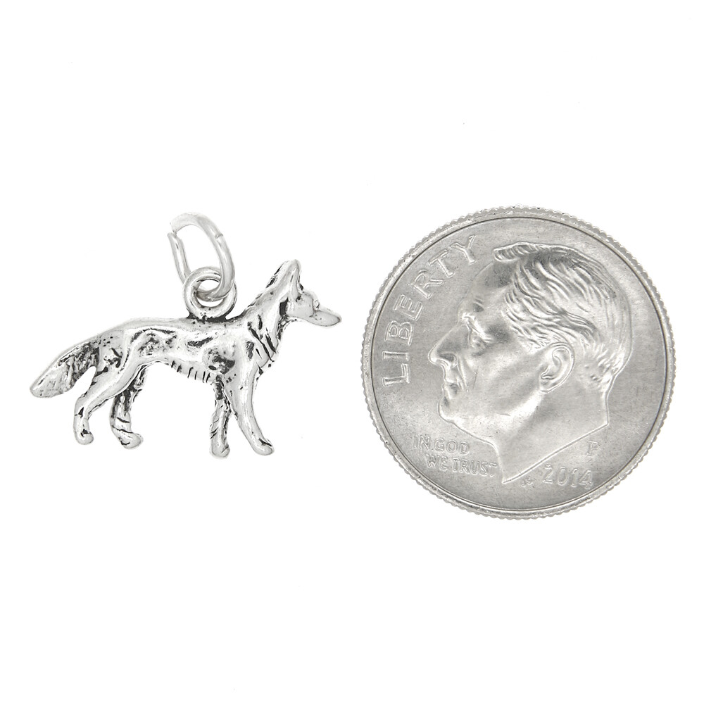 Sterling Silver Small 3D German Shepherd Charm or Pendant