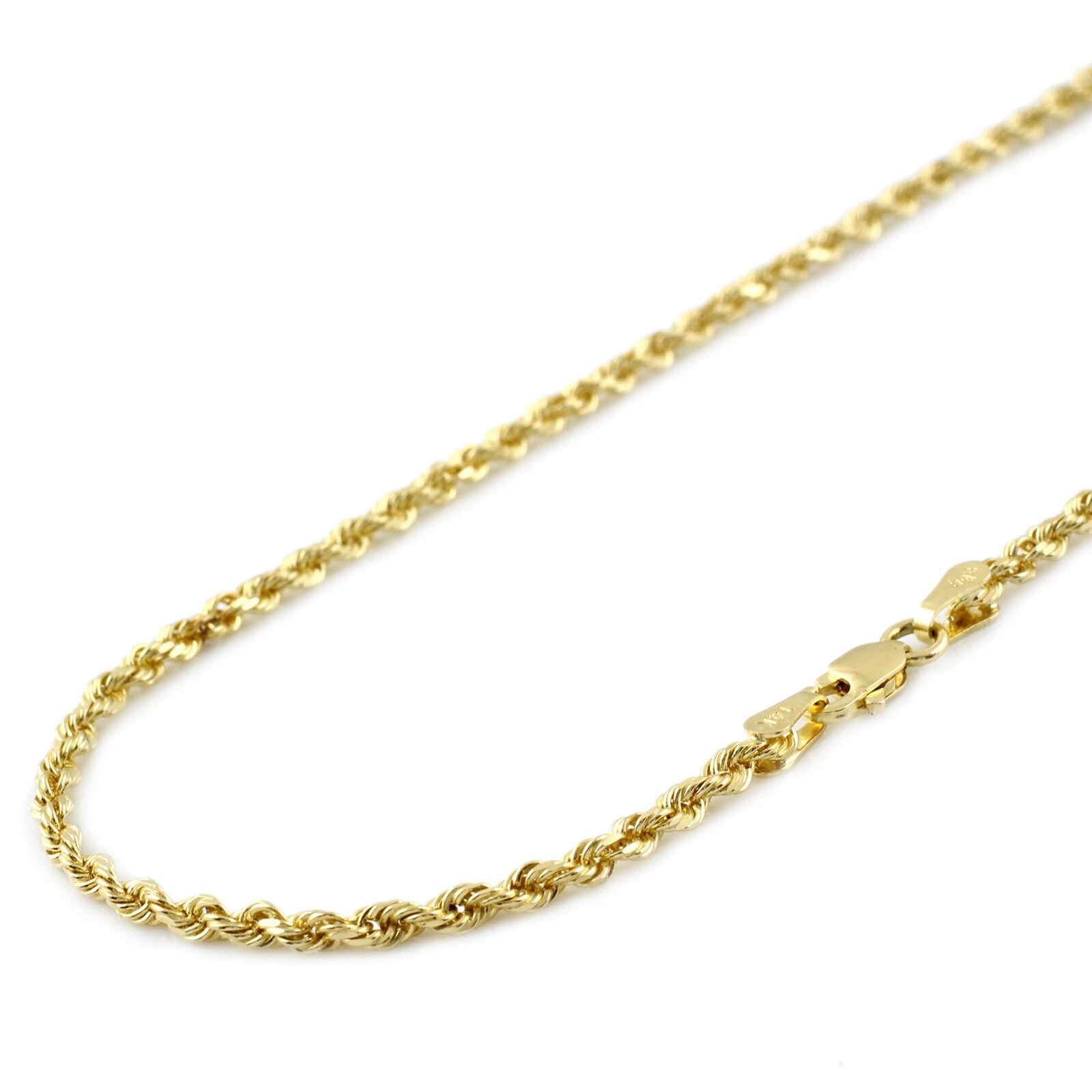 Absolutely Genuine 14K Yellow Gold Dia Cut Rope Chain All Sizes