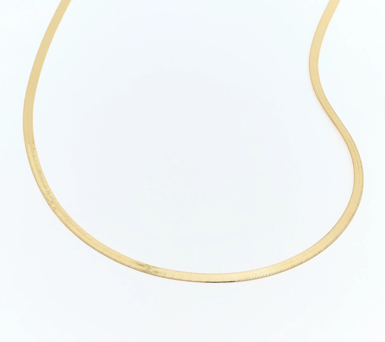 18″ Polished Reversible Herringbone Chain Necklace 14K Yellow Gold Plated Silver