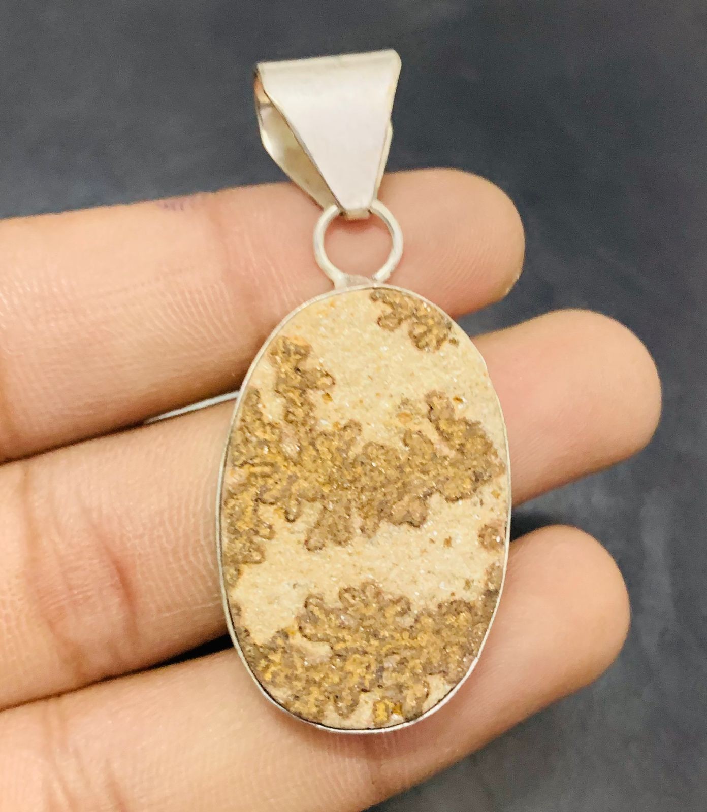 German Dendrite Gemstone 925 Sterling Silver Handmade Pendant Jewelry Gift For