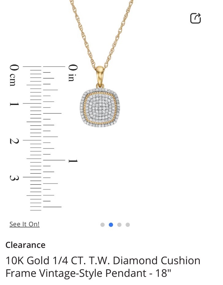 10K Yellow Gold 1/4 CT. T.W. Diamond Cushion Frame Vintage-Style Pendant – 18″