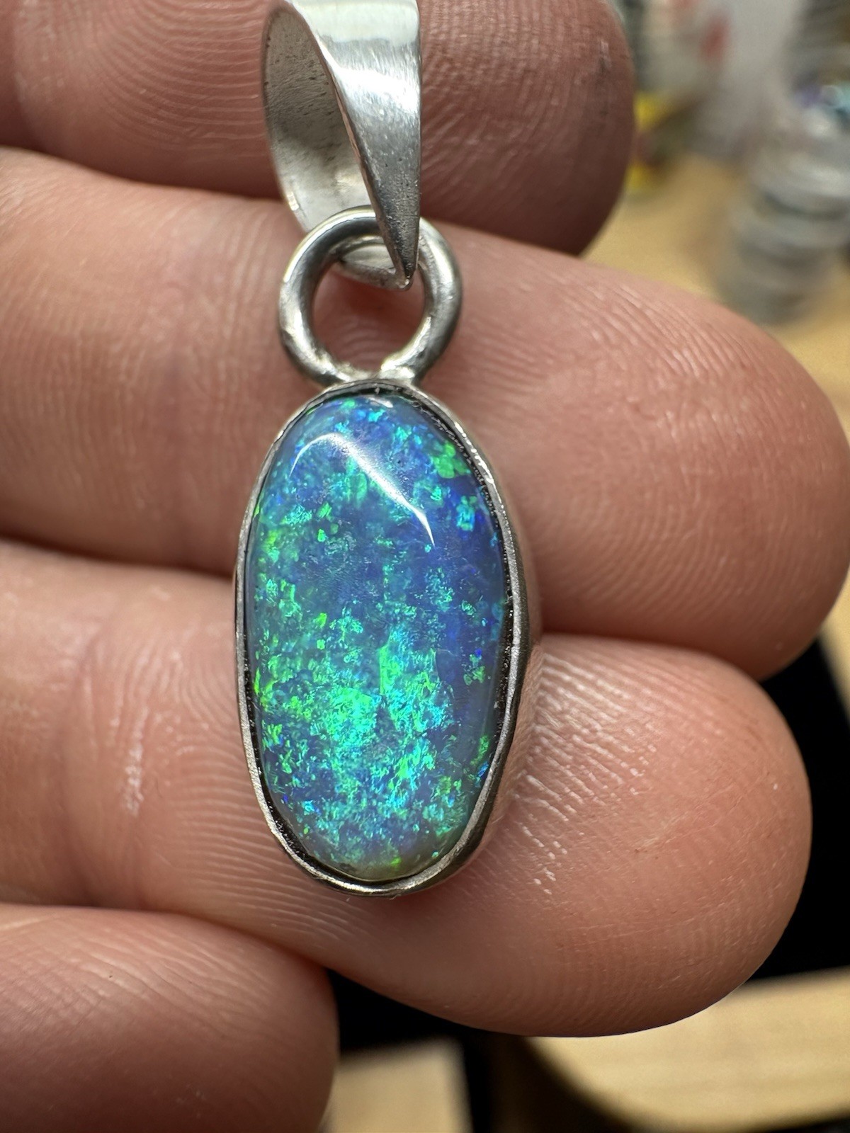 Australian Black Opal Pendant