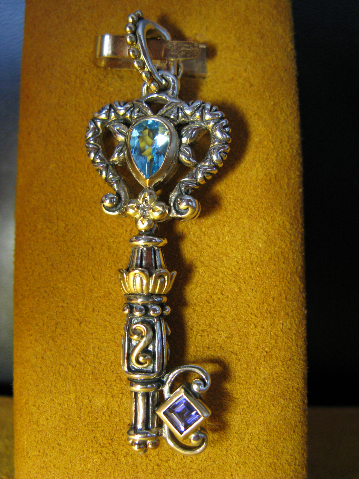 BARBARA BIXBY KEY HARMONY IOLITE TOPAZ DIAMOND GEMSTONE ENHANCER Pendant Charm