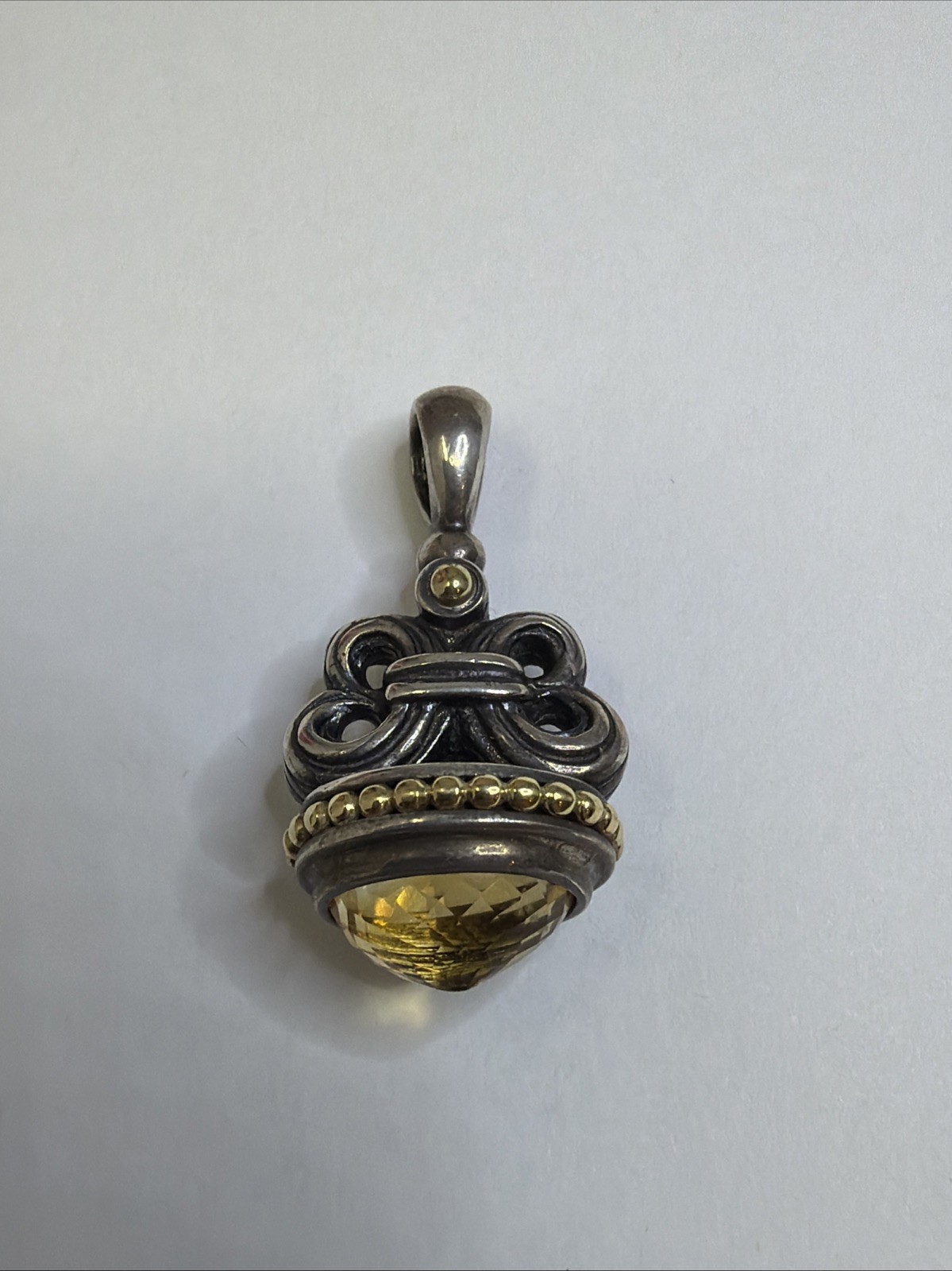 Lagos Caviar 18k Gold & Sterling Silver Pendant – Citrine